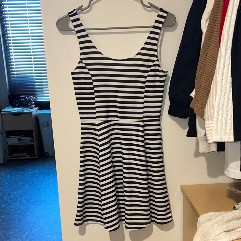 H&M Black and White Striped Mini Dress